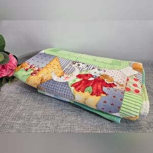 Vintage Crib Baby Blanket Quilt‎ Mother Goose Nursery Rhymes Quilted Multicolor